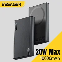 Essager Thin Wireless Power Bank Magnetic 20W 10000mAh Portable Fast Charging External Battery for Magsafe For iPhone16 15 14 13 1