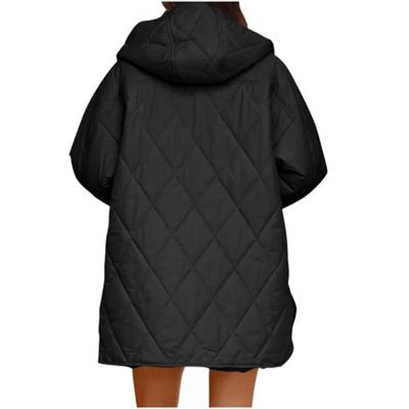 Cappotto a maniche lunghe con cappuccio e diamanti larghi e larghi autunno/inverno 2023