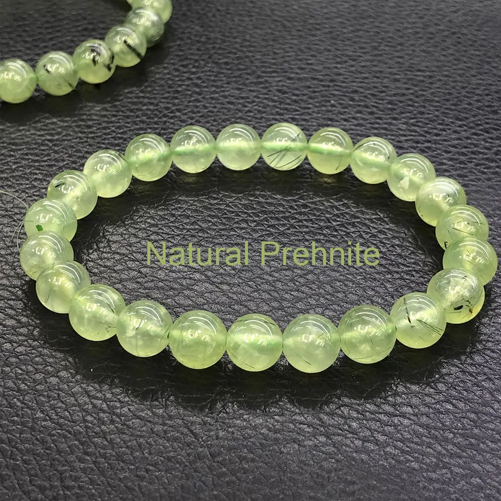 

MagicCrystals Natural Prehnite Bracelets Green Stone Crystals Gemstones Elastic Stretch Round Bead Healing Reiki Room Decor Gift