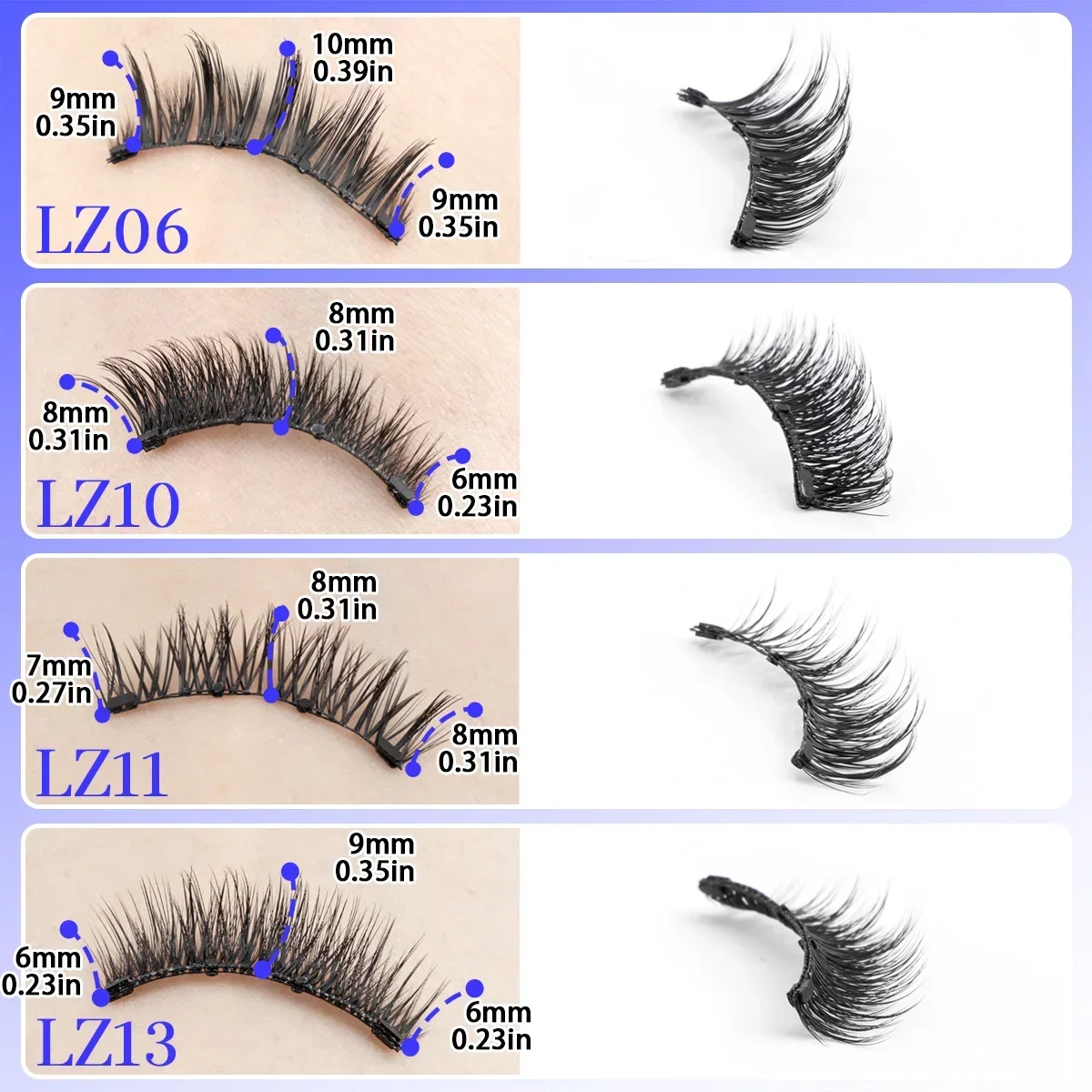 Magnetic Eyelashes Set 1 Pair Reusable No Glue Needed Faux Lashes Makeup Tool fake eyelashes