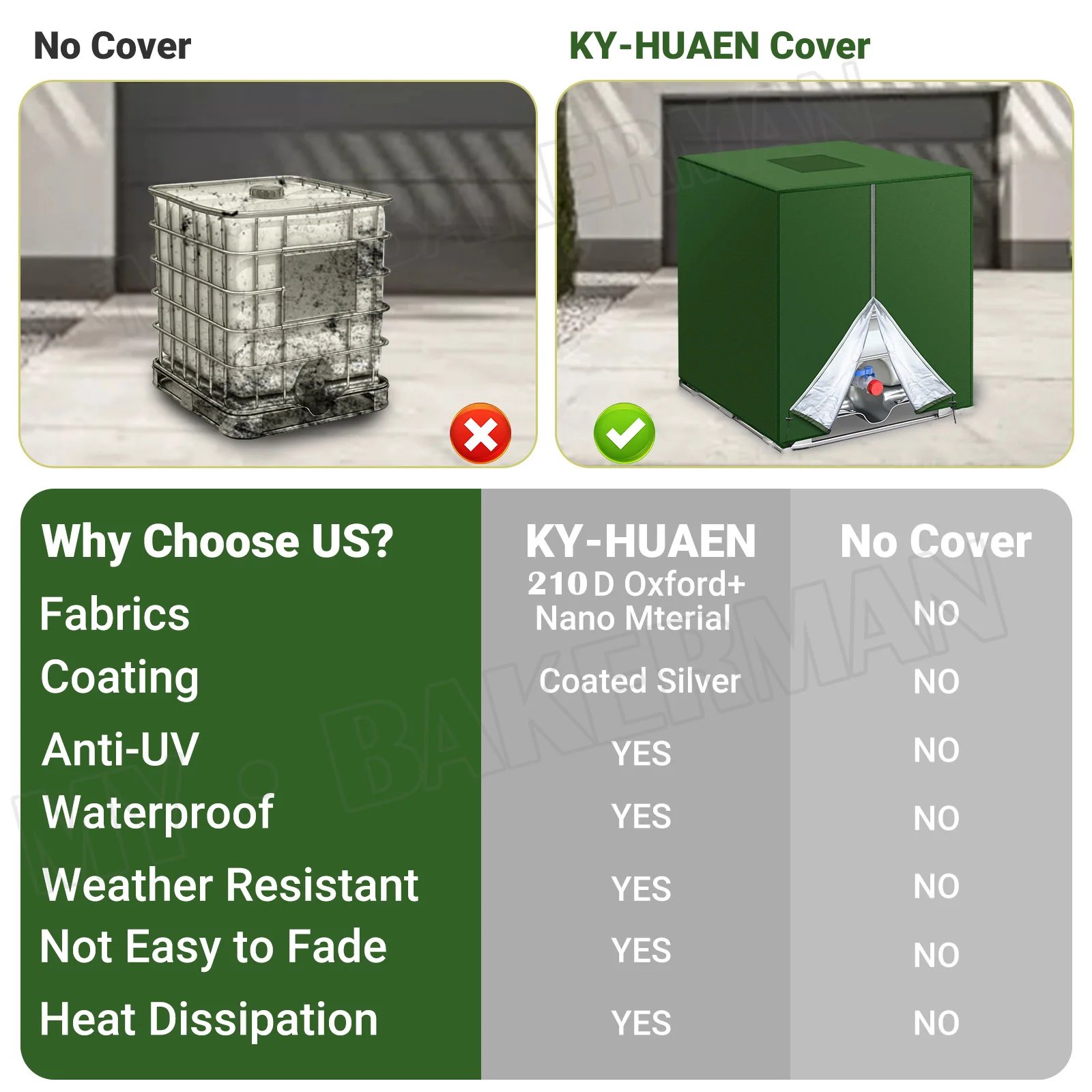 1000L IBC Tank Cover Container Aluminum waterproof Dustproof Rainwater Tank Oxford Cloth UV Protection rainproof tarpaulin