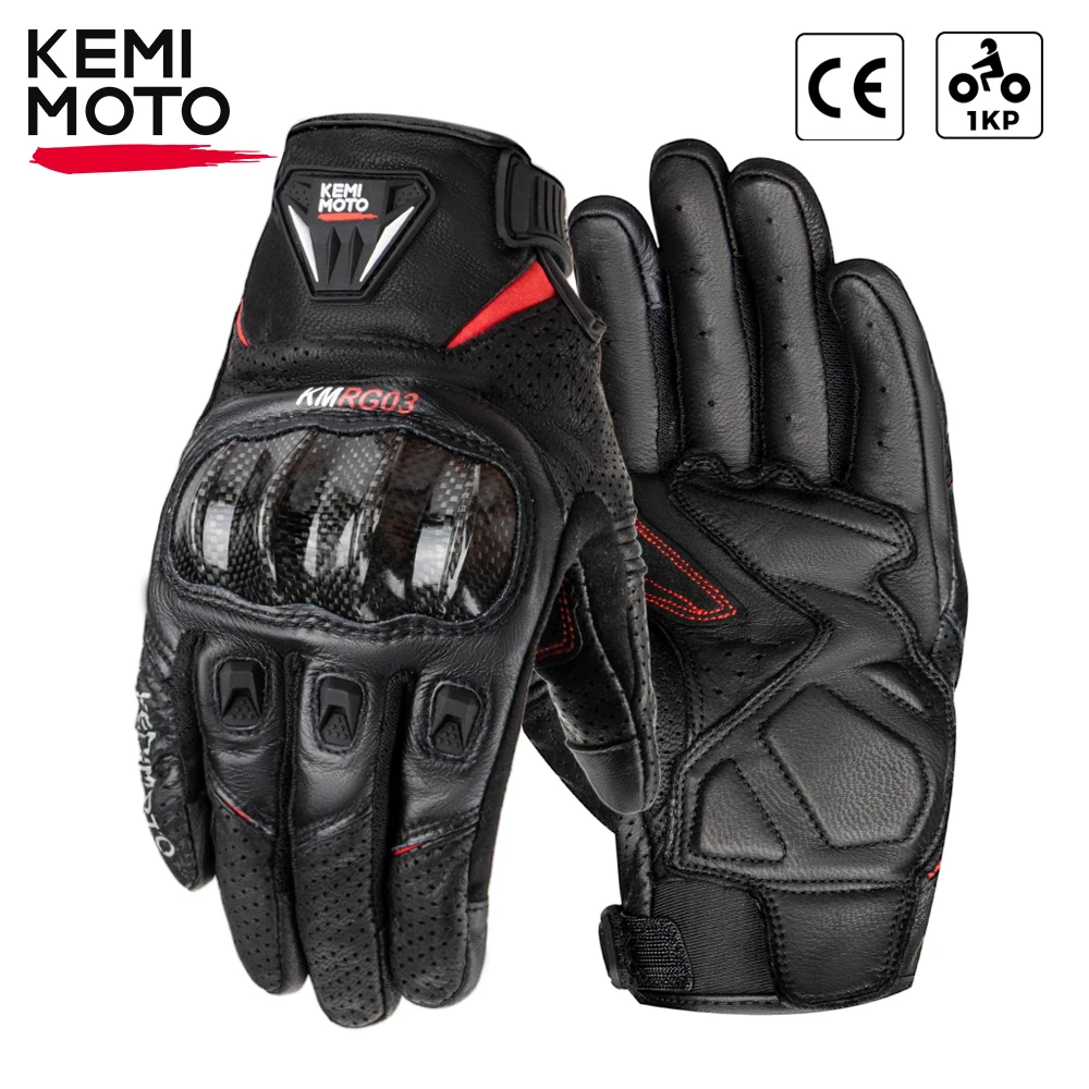 

Мужские мотоциклетные перчатки KEMIMOTO, Кожаные Защитные мотоциклетные перчатки в стиле ретро, дышащие перчатки для сенсорного экрана для летней езды