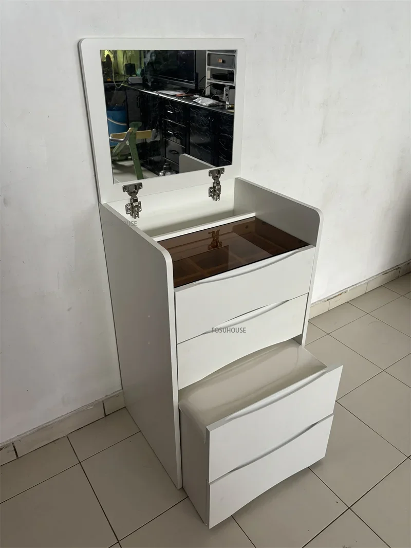 Description Picture 3 of itemNordic Bedroom Set Makeup Dressing Table with Mirror Flip Cover Vanity Table Multi-layer Drawer Storage Cabinet Makeup Dresser Z