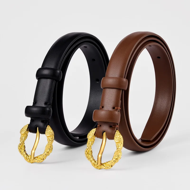 

Trendy Black Leather Belt for Women with Unique Buckle for Jeans and Dresses