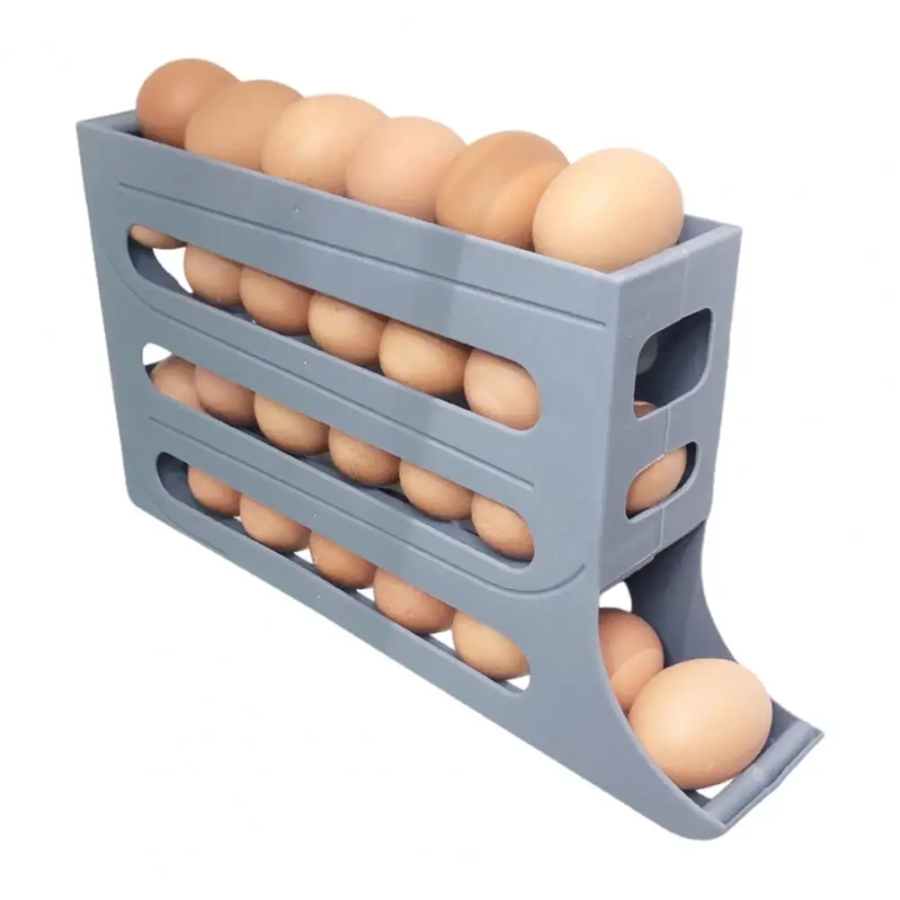 

Capacity Egg Holder Capacity Fridge Egg Storage Box with Four Tiers Automatic Rolling Space-saving 30 Egg for Refrigerator