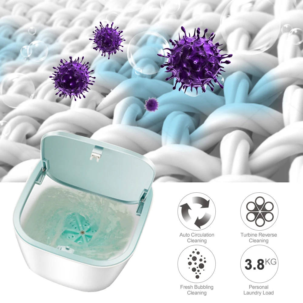 Portable Mini Washing Machine Laundry Underwear Socks Washer Personal Rotating Ultrasonic convenient Washer for Home Dormitory