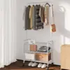Laundry Basket with Wheels Rolling Laundry Hamper Laundry Sorter Cart Shelf Hanging Rack,Grey 2