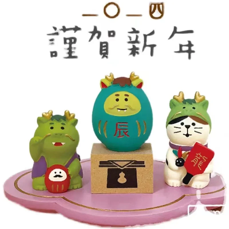 일본식 ZAKKA 고양이 공예 구정을위한 작은 장식품 뱀 년 추세 분재 음식 및 장식 수지 인형