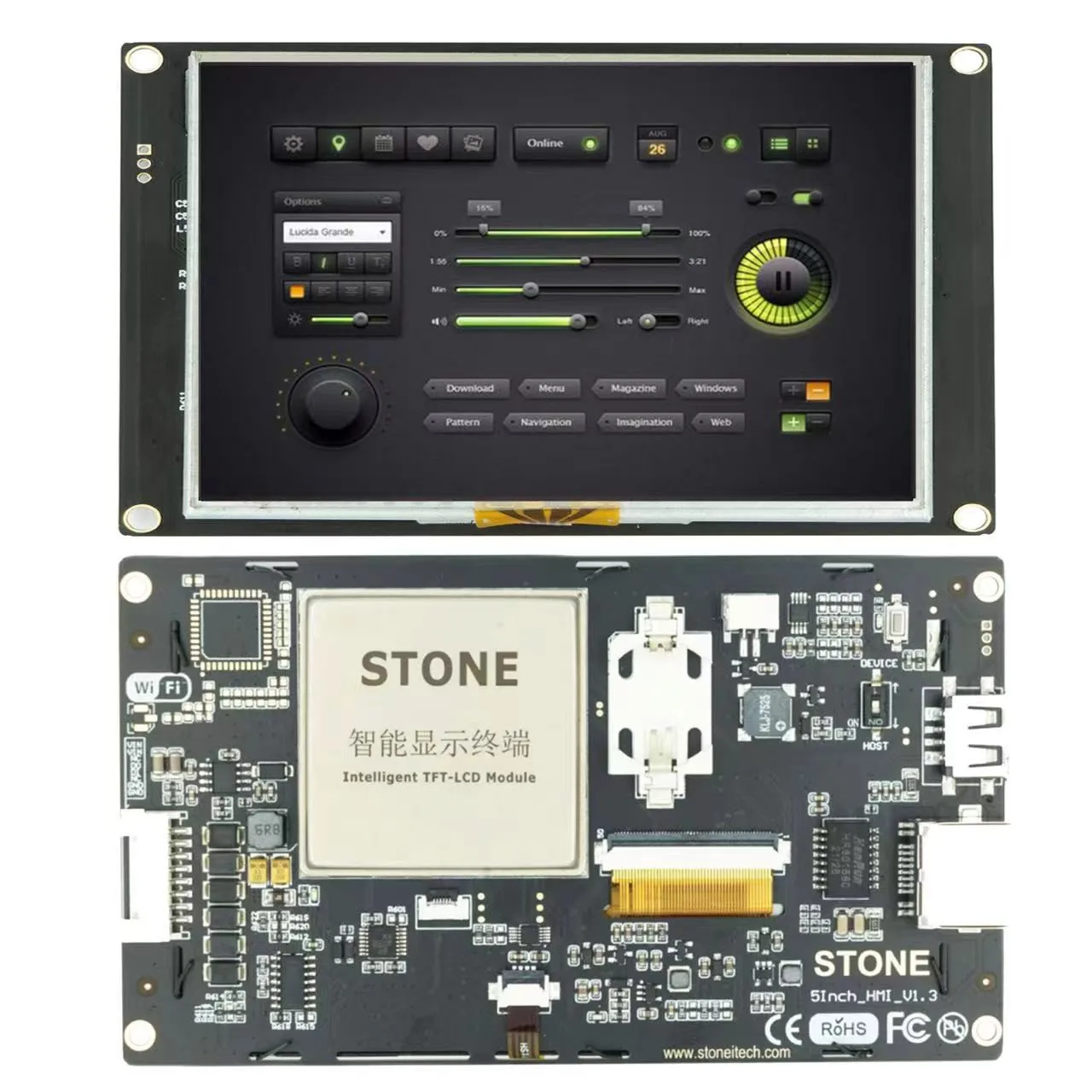 

SCBRHMI I series:5" Resistive Touchscreen Smart HMI TFT LCD Module for Industry Control