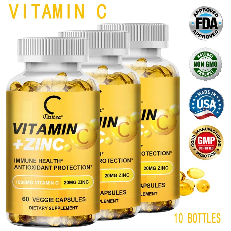 Organic Vitamin C 1000mg and Zinc 20mg Capsules support immune health