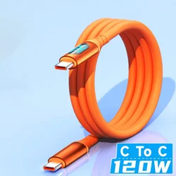 6A USB - C to Type - C Fast Charging 120W Cable with LED Digital Display - 1m (C To C Orange Cable)