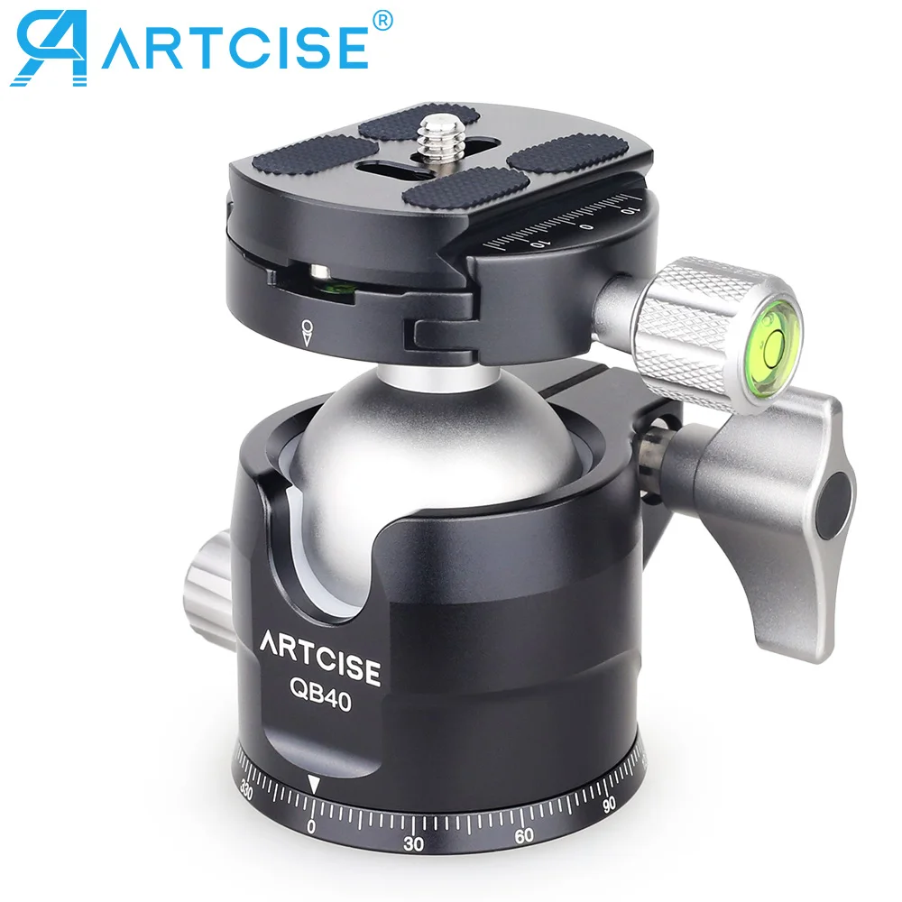 

Tripod Head Universal Ballhead Low Profile All Metal Panoramic Monopod Ball Head Mount Quick Release Plate for DSLR Camera QB40