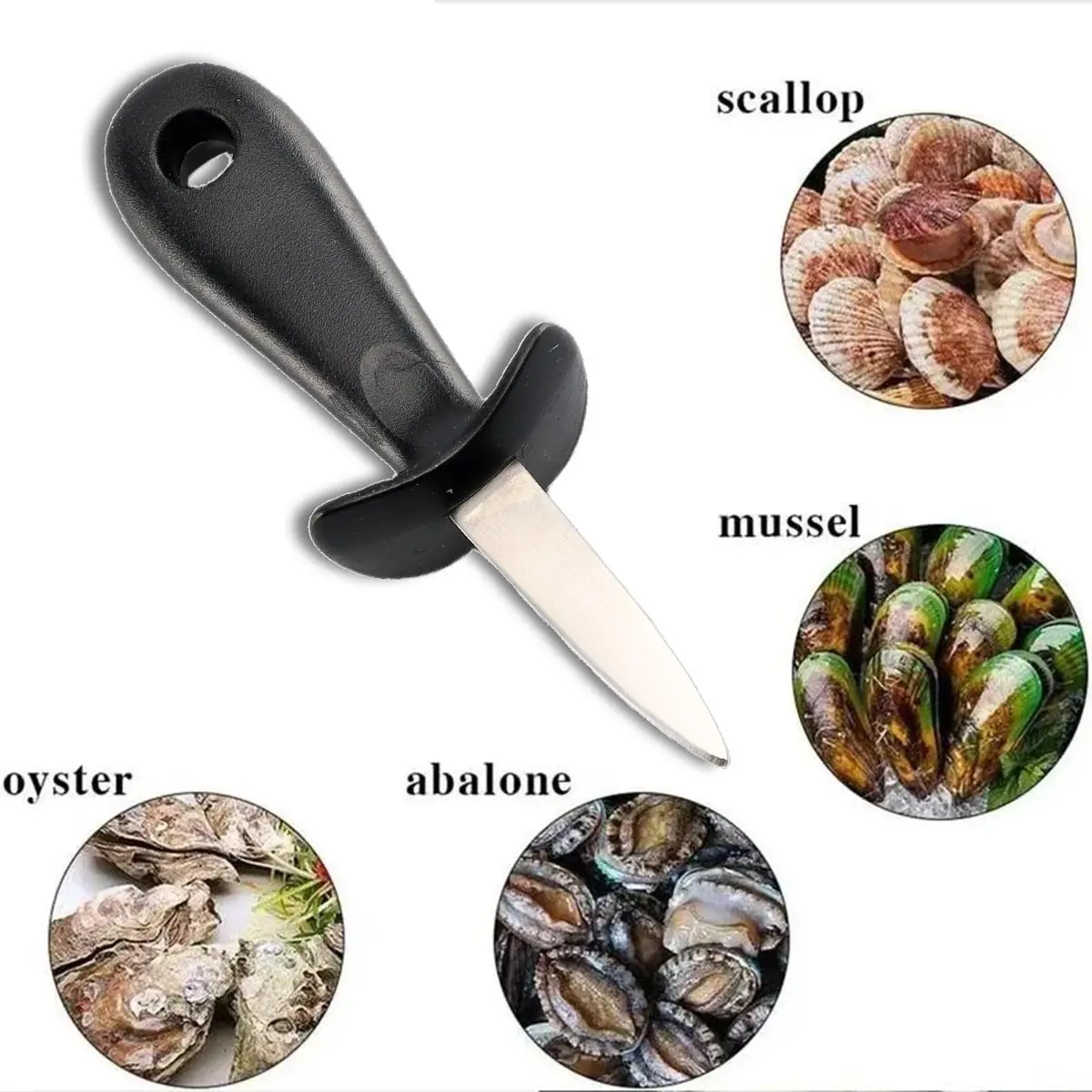 1Pc Steel Seafood Scallop Pry Knife Oyster Knives Sharp-edged Shucker Shell Seafood Oyster Knife Opener