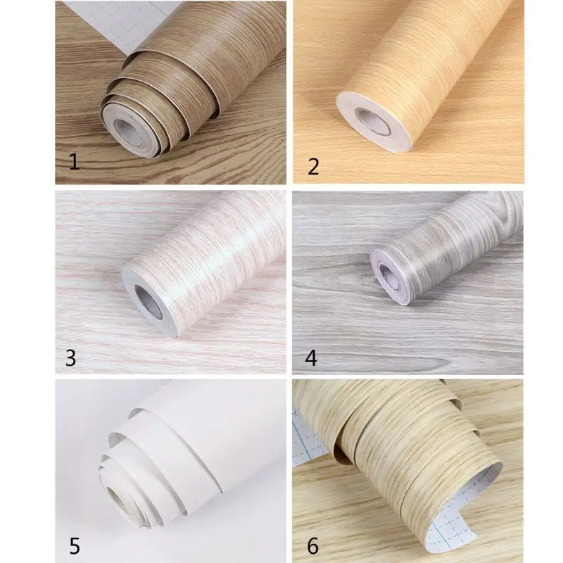 Waterproof Wood Vinyl Wallpaper Roll Self Adhesive Decor Contact Paper Door