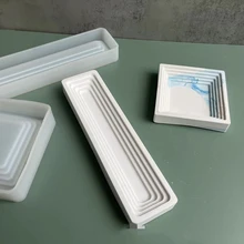  Concrete Cement Organizer Clay Silicone Mold Craft Art Home Decoration Furnishing Tray Silica Molds Leaf Terraced Field Mould 