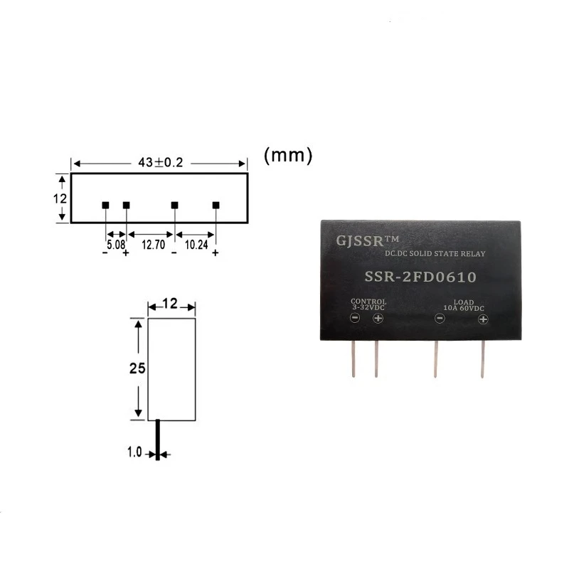 PCB rail type solid-state relay 10A 60VDC Single channel dual channel Guide rail circuit board module DC control DC