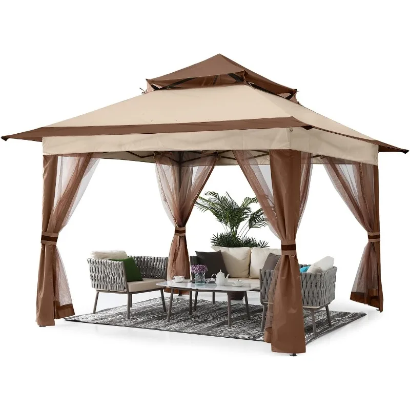 

Pop Up Gazebo 11x11 - Outdoor Canopy Tent with Mosquito Netting for Patio Garden Backyard awning party tent pergola