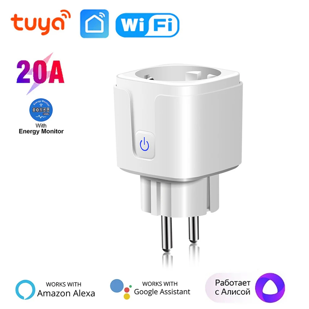 Tuya Smart Zigbee Plug EU 20A AC100-250V Smart Plug Power Outlet Work With  Tuya SmartLife App Alexa Google Home Alice - AliExpress