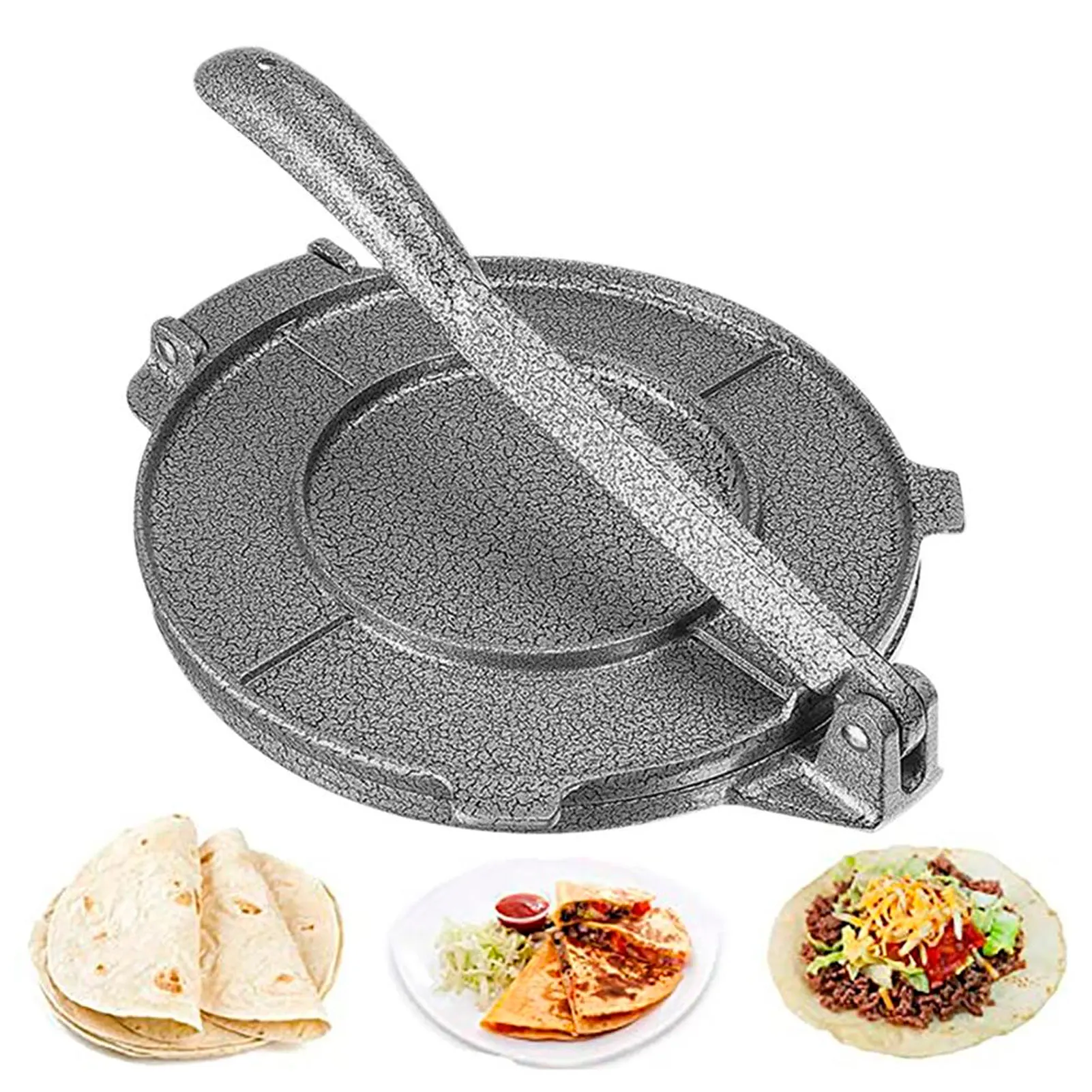 16.5cm/6.5in Tortilla Press Maker Aluminium Alloy Corn Tortillas Dough Pressing Tools Kitchen Supplies Gray