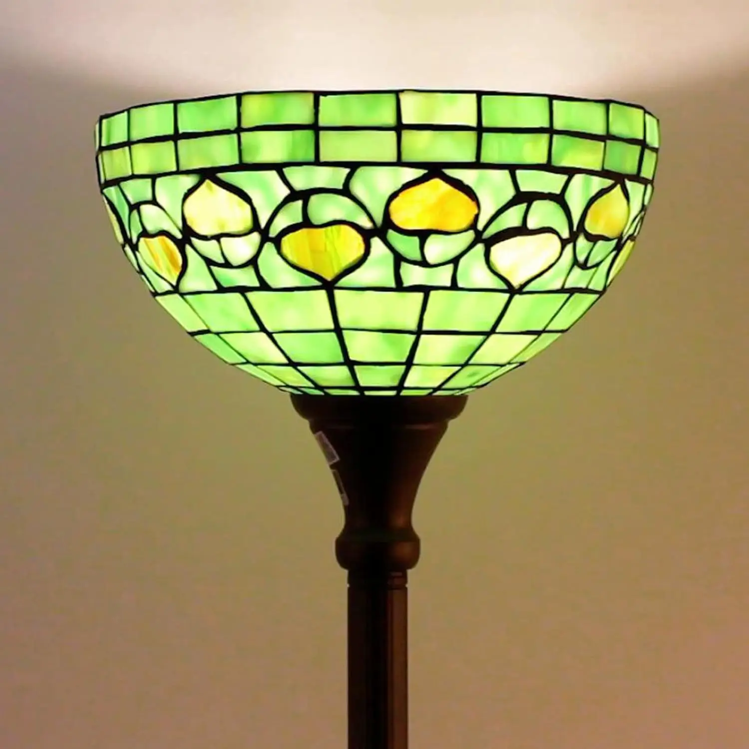 

Tiffany Floor lamp Style Green Stained Glass Shade Standing Torch Light 65Inch high Suitable for Living Room Study Office Light