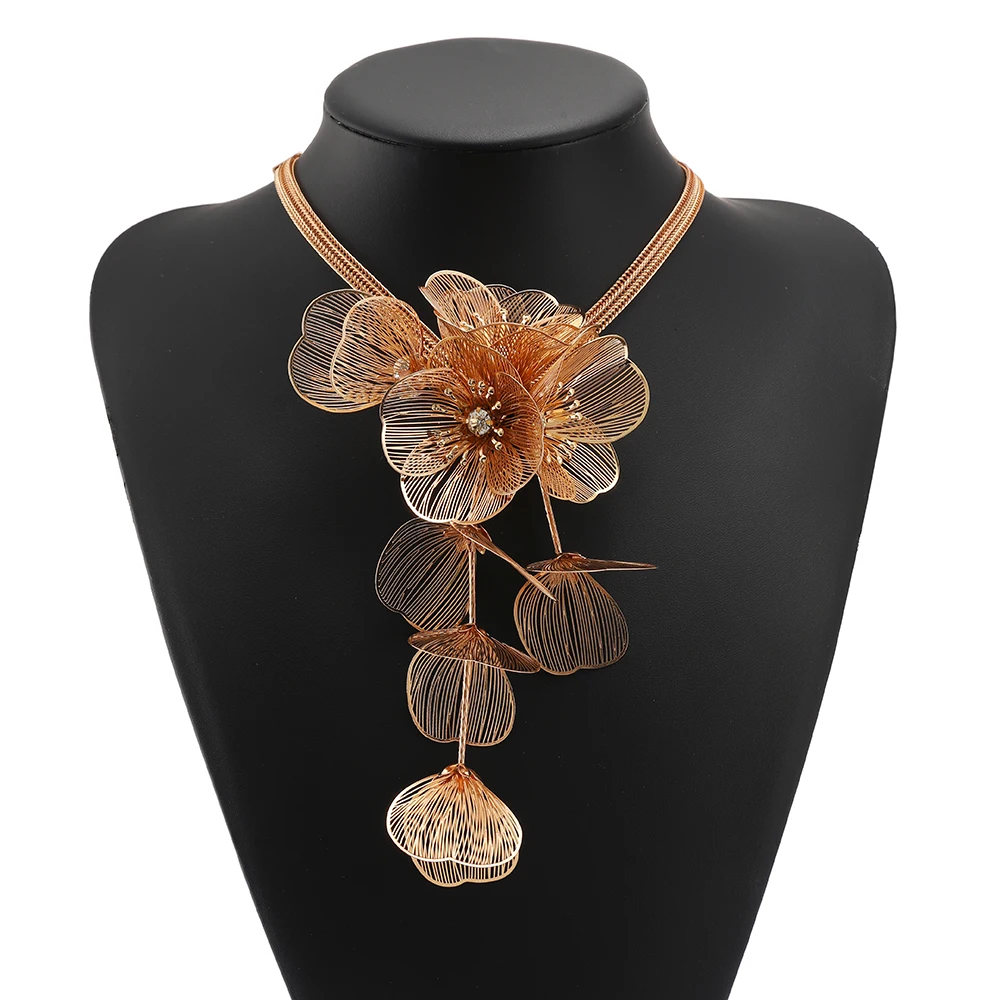 

Romantic Charm Fashion Metal Flower Decor Matching Choker Necklaces For Women Elegant Luxury Original Wedding Party Jewelry Gift