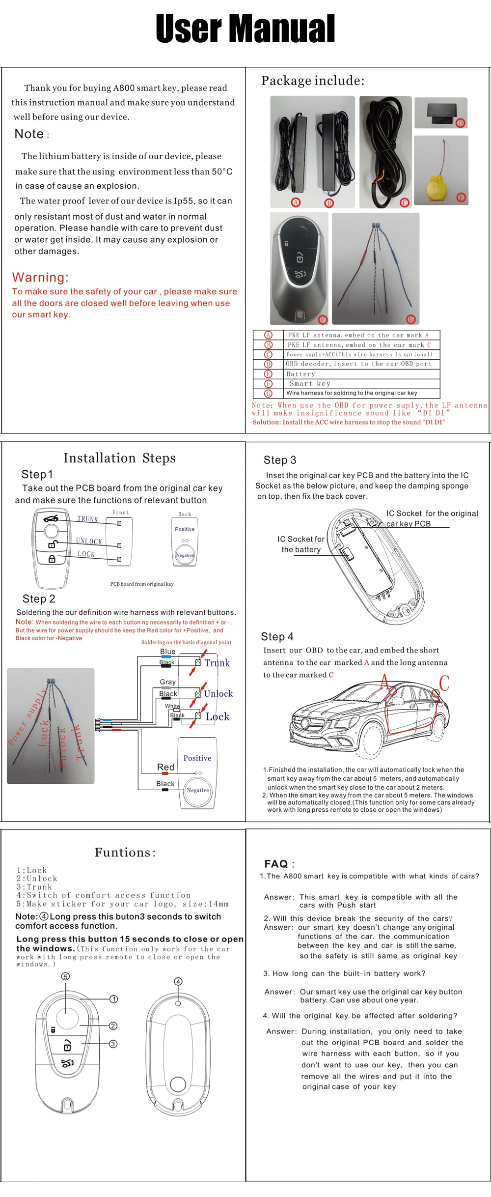 Chiave remota intelligente A800 modificata universale con schermo LCD Keyless Entry per BMW per Benz per Audi per Kia per Hyundai English 11 Chiave remota intelligente A800 modificata universale con schermo LCD Keyless Entry per BMW per Benz per Audi per Kia per Hyundai English - S1a7f6df9b417464d9d199e01bf041e07C