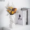 Creative Dice Shape Ceramic Vase Desk Decoration Flower Arrangement Artificial Flowers Decorative Vases Room Aesthetic Decor 2