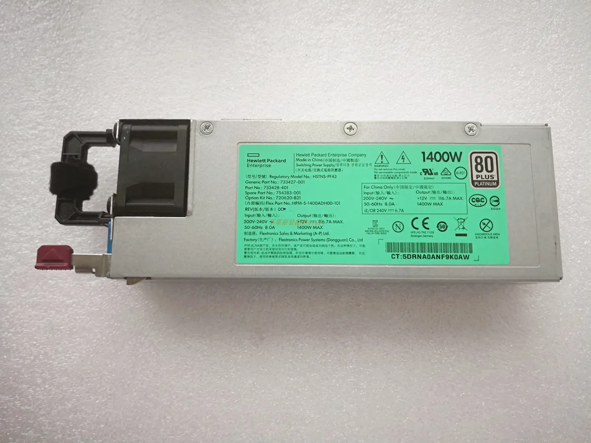1pc 1400W 전원 공급 장치 720620 -B21 733427 -001 754383 -001 733428 -001 HP DL380 DL 360 DL388 G9 HSTNS-PD43 DPS-1400CB용