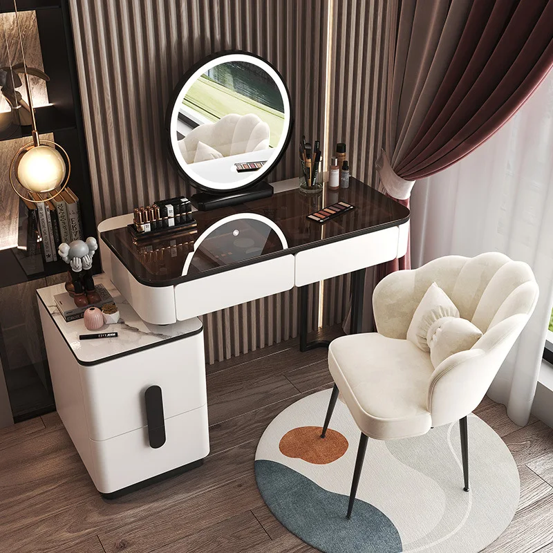 

Makeup Dressing Table with Mirror Bedroom Desk Table Glass Cabinet Storage Cabinet Bedroom Dressers Vanity Set Home Furniture HY