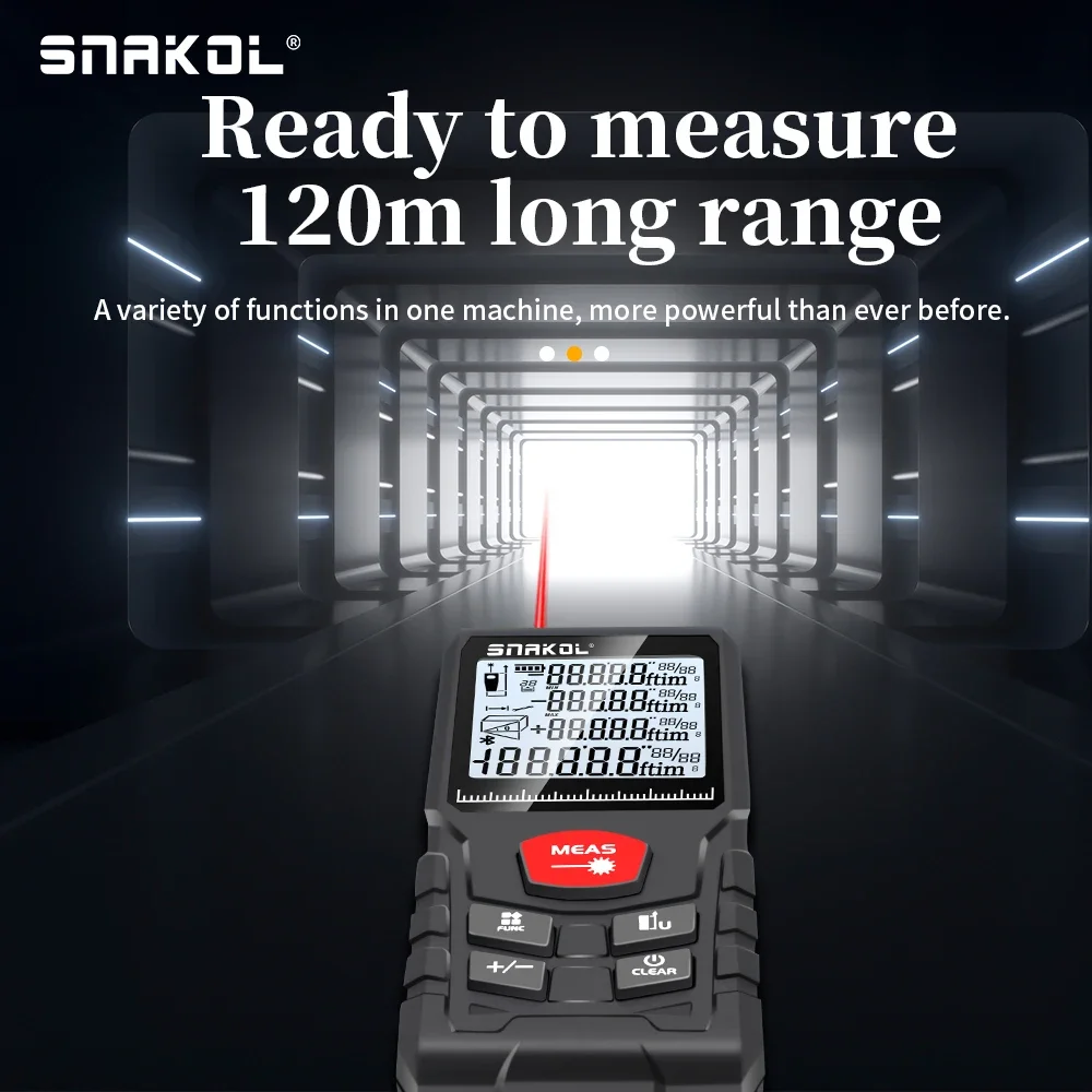 Laser Rangefinder Distance Meter Laser Tape Measure Digital Tape Measure Snakol Laser Distance Meter 50m 70m 100m 120m Professional Rangefinder with Digital Tape Measure Functionality Precision Ruler