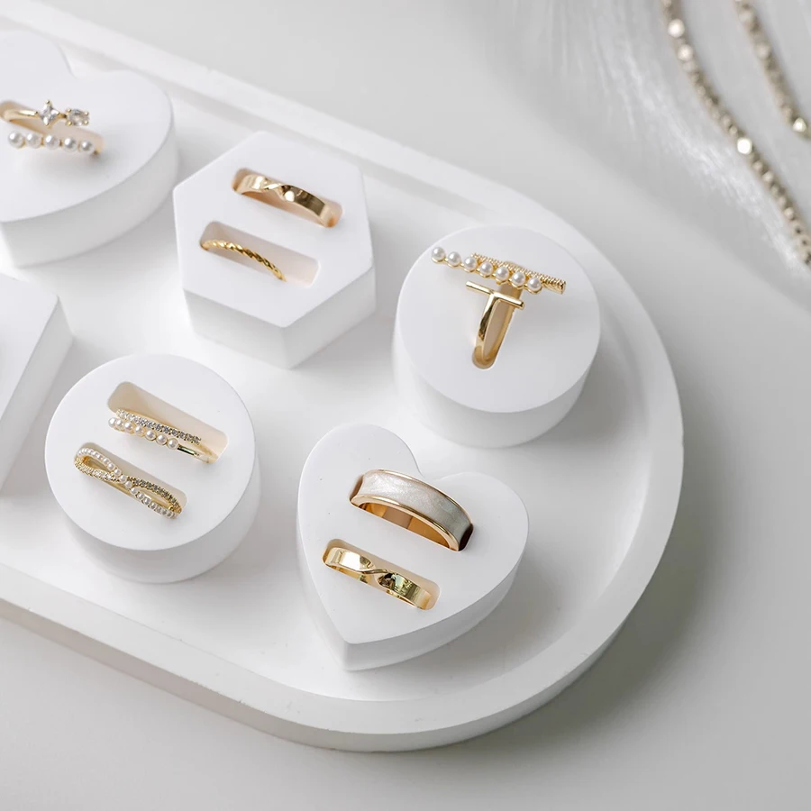 Gypsum white ring display stand, jewelry ring holder, earring storage organizer, creative jewellery,photography props