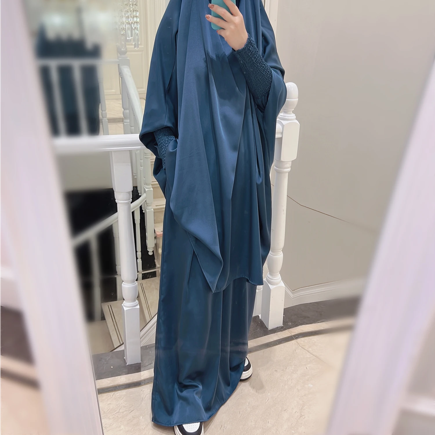Jilbabs Prayer Clothes Women Islam 2 Piece Set Abaya Khimar Hijab Scarf
