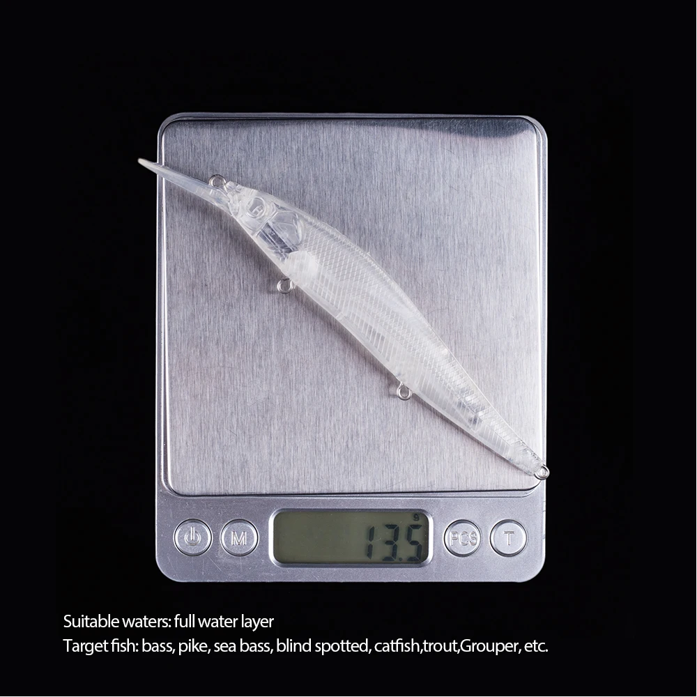 Hanlin 13,5 stücke cm 13g klare abs Hartplastik körper Angeln Flach tauchen Jerkbait DIY unbemalte Elritze Rohlinge locken Tackle – Detail 3