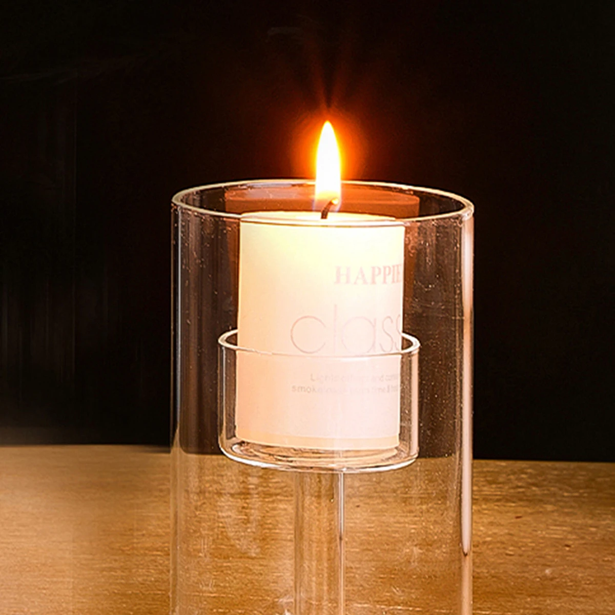 1PC, creative cylindrical transparent glass crystal candlestick, European-style candlelight dinner candlestick