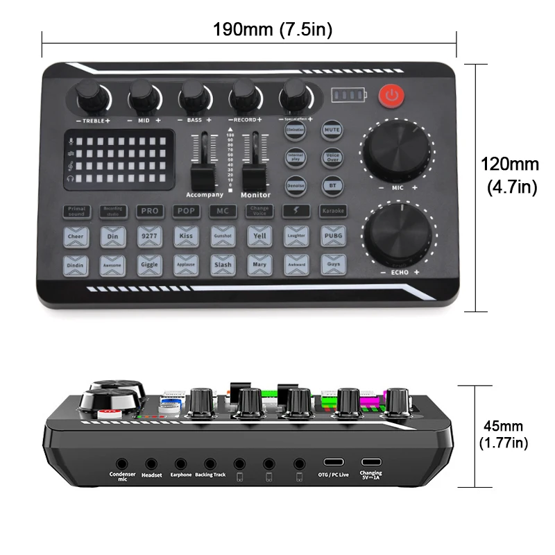 F998 Mixer Audio Live Sound Card Cellulare Voice Changer Karaoke Per La Registrazione Di Trasmissioni Ktv Game Music Pc Game