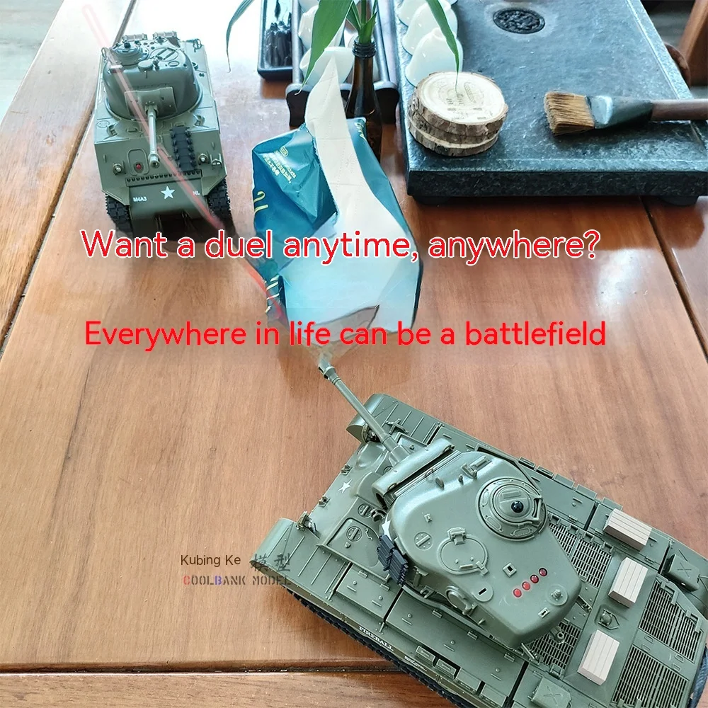 1: 30 Rc Tank Toy M26 Panxing Vs M4a3 Sherman Turret Rotation Simulation Combat Sound Effect 2.4ghz Rc Tank Model Remote Control 4