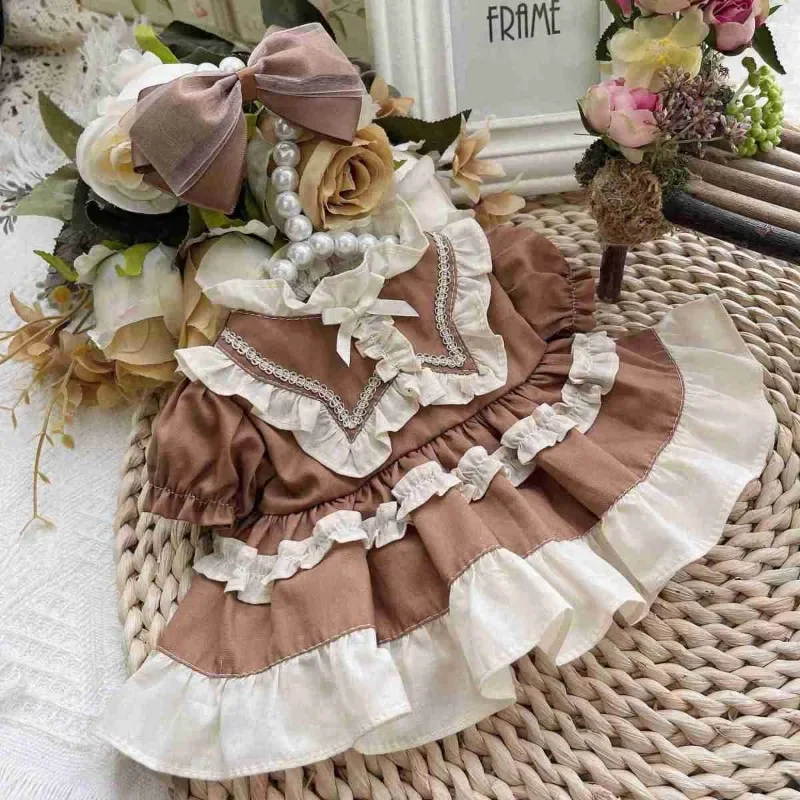 20CM cotton doll skirt with retro design baby clothes 4