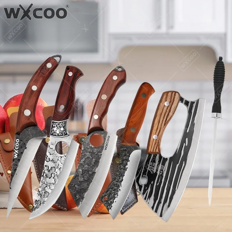 سكين جزار ياباني يدوي الصنع من WXCOO لتقطيع اللحوم ونزع العظم