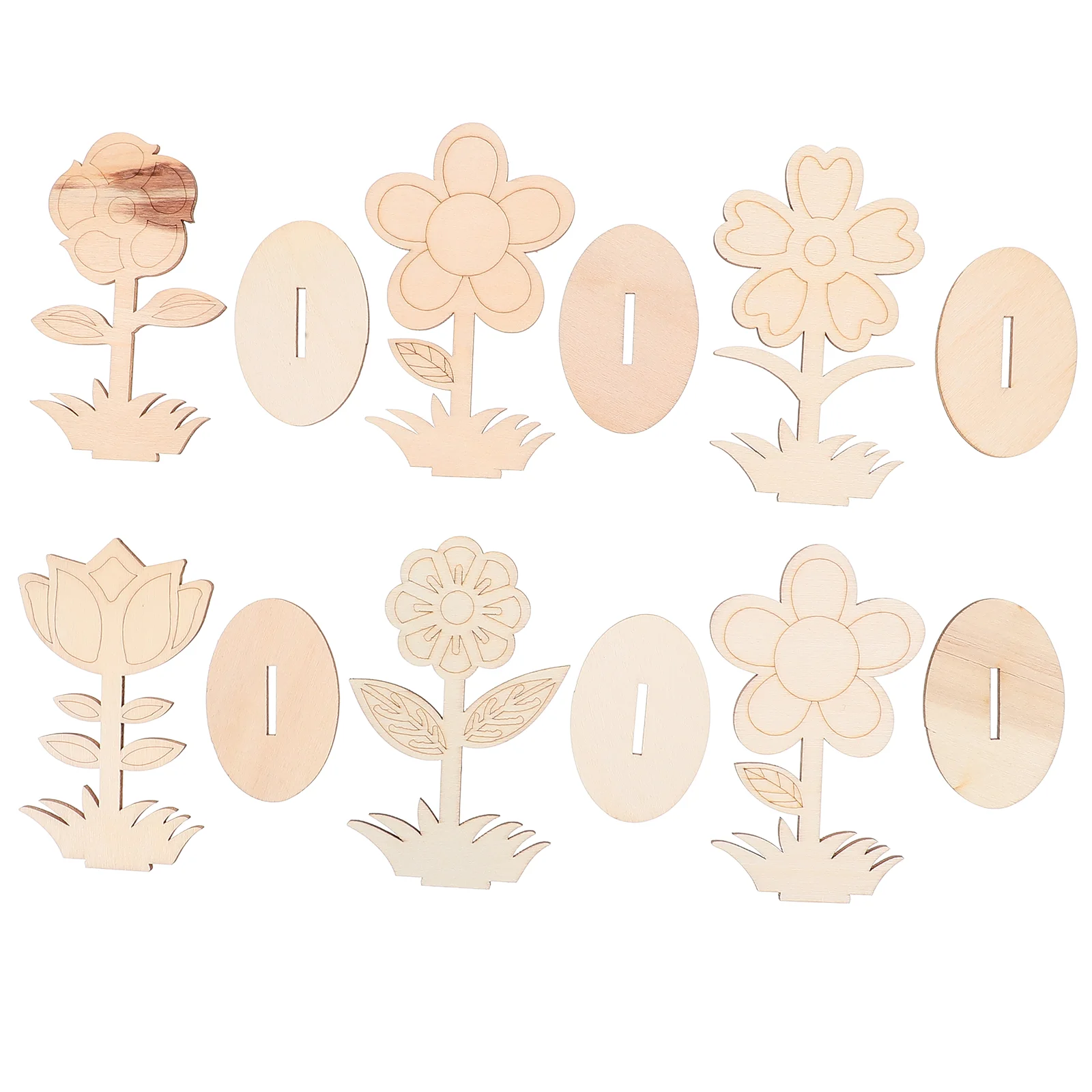 6 Pcs Handmade Flower Ornaments Wood Blank Wooden Flowers for Crafts Unfinished Unpainted