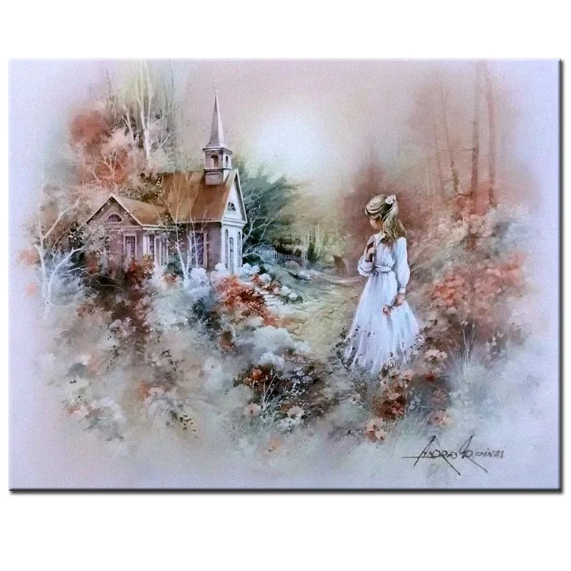 New diamond embroidery 5d diy Diamond Painting landscape garden girl Cross Stitch Round Rhinestones Mosaic fantasy art