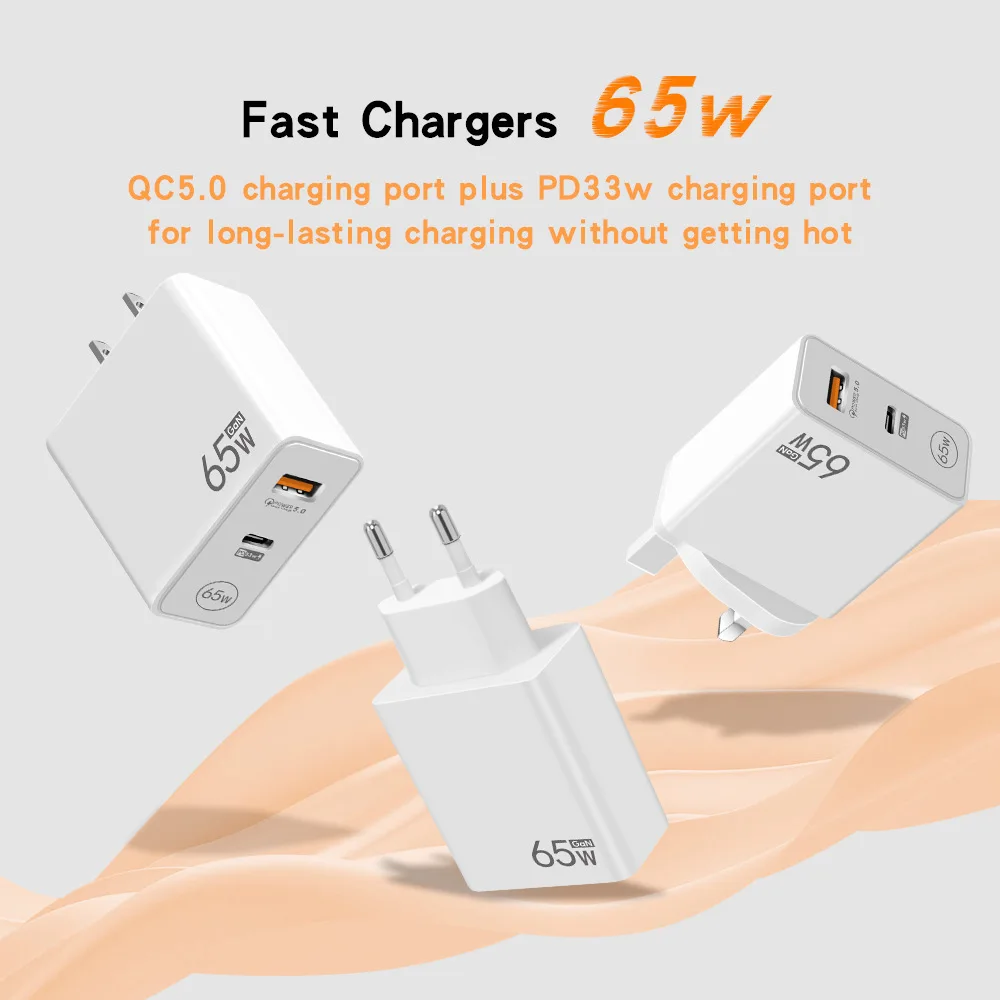 

65 Вт адаптер type-c + USB PD быстрое зарядное устройство для ноутбука
