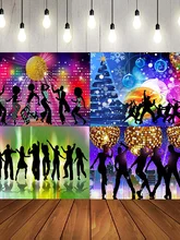  Disco Fever Dancers Shining Neon Stages Background Custom Birthday Backdrop Party Photo Decoration Photography Backdrops Banner 