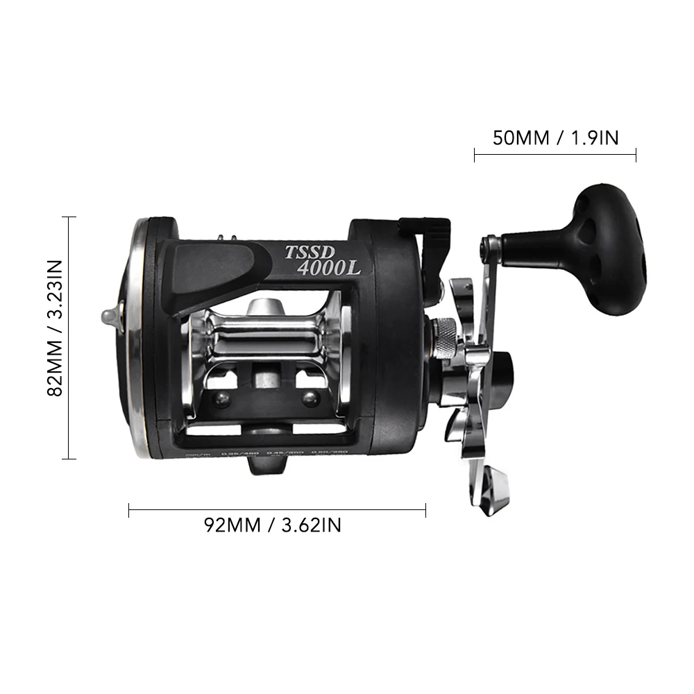 Boat Sea Fishing Reel Trolling Fishing Reel Right Hand Drum Fishing Wheel Consume Counterforce From Fish and Reduce Your Burden