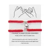 Bracelet porte-bonheur en corde tressée rouge, 2 pièces, pour femmes et hommes, cœur romantique, magnétique, assorti, bijoux pour amoureux de la saint-valentin