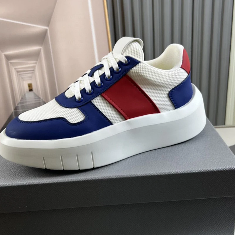 

Classic Luxury Brand Jogging Sneakers Flat Board Shoes Men Mesh Casual Lace Up Thick Sole Shoes Man Trainers Sport Shoes