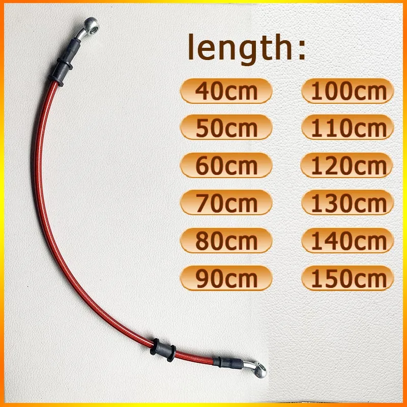 Motorcycle Brake Hose 40cm-80cm Universal Brake Cable Line 28&deg; Braided Steel Hydraulic Clutch Radiator Oil Cooler Dirt Bike Racing Brake Hose Lines Bike Brake Cable