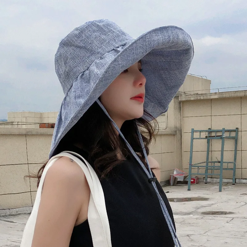 Summer Wide Brim Sun Hat Women's Foldable Travel Packable Bucket