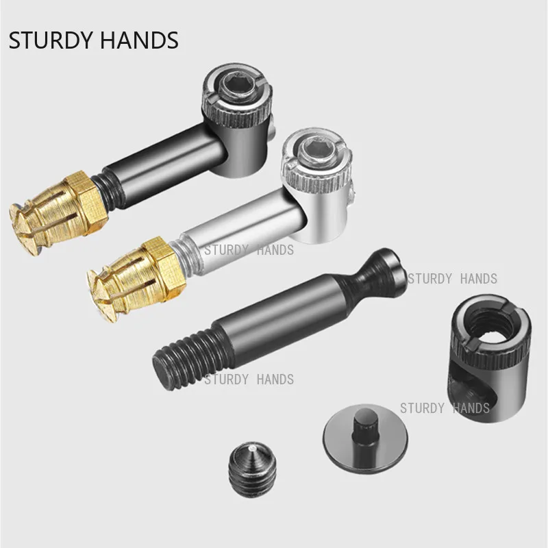 Thickened Four-in-one Furniture Fastener Dowel Connector Cam Lock Connecting Screw Wardrobe Link Fixer Hardware Fasteners 20set