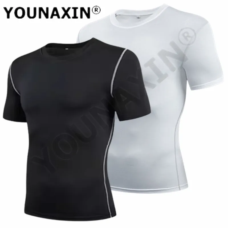 

Men Sports Shorts Sleeves T-Shirt Top Skinny Tight Base Layer Fitness Training Running Sweatshirt Athletics Sportwear Activewear