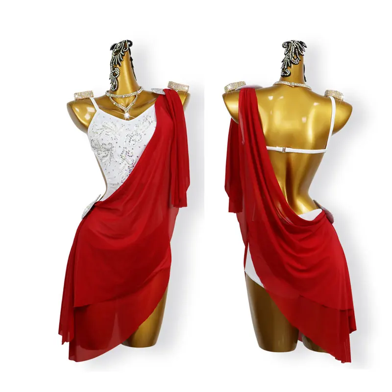 

Женское платье для латиноамериканских танцев, индивидуальное профессиональное платье для выступлений и выступлений